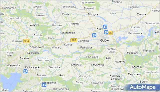 mapa Fałkowice gmina Gdów, Fałkowice gmina Gdów na mapie Targeo