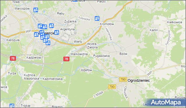 mapa Fugasówka, Fugasówka na mapie Targeo