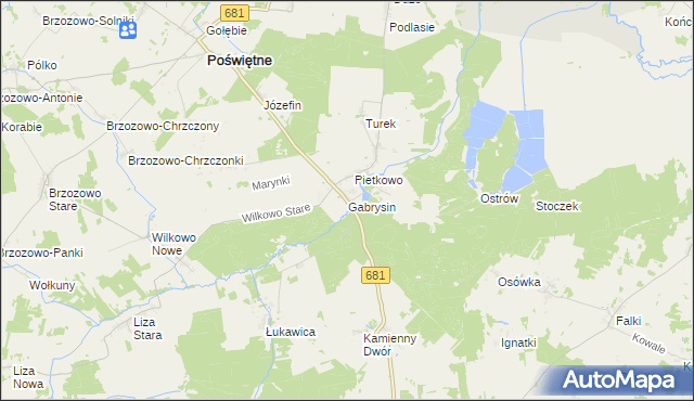 mapa Gabrysin gmina Poświętne, Gabrysin gmina Poświętne na mapie Targeo