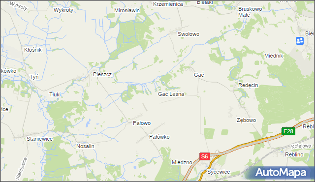 mapa Gać Leśna, Gać Leśna na mapie Targeo