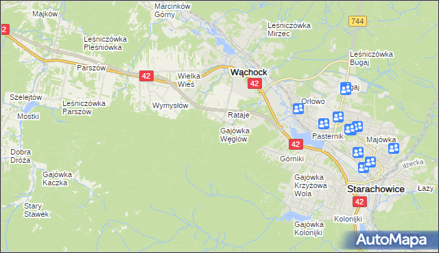 mapa Gajówka Węglów, Gajówka Węglów na mapie Targeo