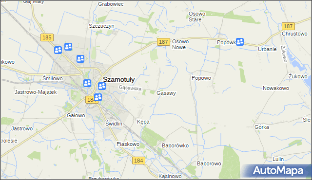 mapa Gąsawy, Gąsawy na mapie Targeo