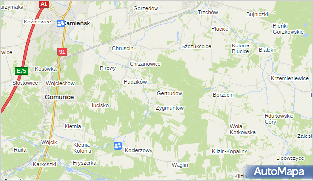 mapa Gertrudów, Gertrudów na mapie Targeo