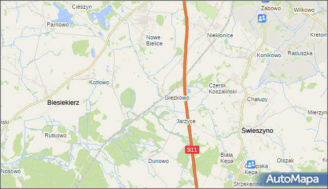 mapa Giezkowo, Giezkowo na mapie Targeo