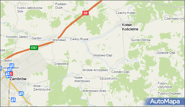 mapa Głodowo-Dąb, Głodowo-Dąb na mapie Targeo