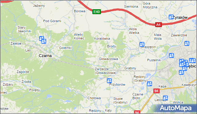 mapa Głowaczowa, Głowaczowa na mapie Targeo