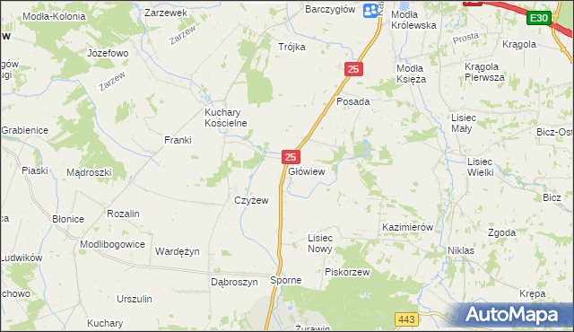 mapa Główiew, Główiew na mapie Targeo