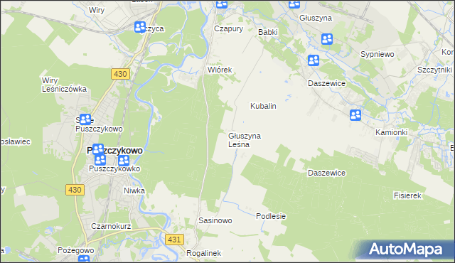 mapa Głuszyna Leśna, Głuszyna Leśna na mapie Targeo