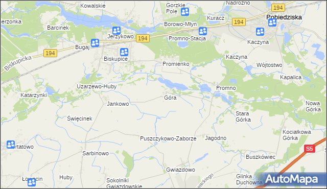 mapa Góra gmina Pobiedziska, Góra gmina Pobiedziska na mapie Targeo