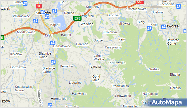 mapa Górki Wielkie, Górki Wielkie na mapie Targeo