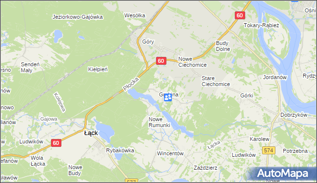 mapa Grabina gmina Łąck, Grabina gmina Łąck na mapie Targeo