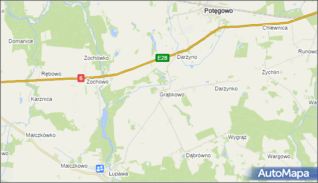 mapa Grąbkowo gmina Potęgowo, Grąbkowo gmina Potęgowo na mapie Targeo