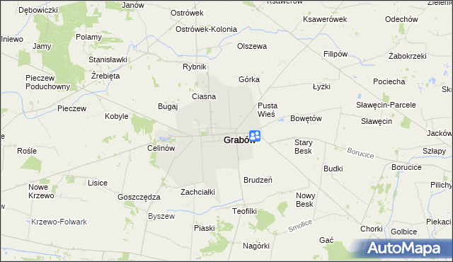 mapa Grabów powiat łęczycki, Grabów powiat łęczycki na mapie Targeo