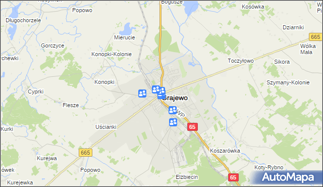 mapa Grajewo, Grajewo na mapie Targeo