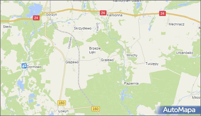mapa Gralewo gmina Międzychód, Gralewo gmina Międzychód na mapie Targeo