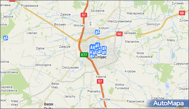 mapa Grójec, Grójec na mapie Targeo