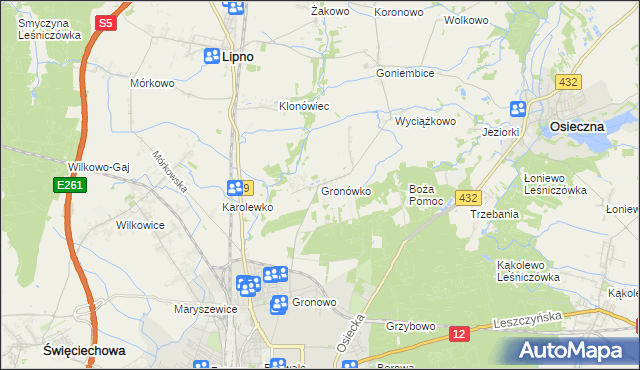 mapa Gronówko gmina Lipno, Gronówko gmina Lipno na mapie Targeo