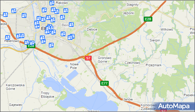 mapa Gronowo Górne, Gronowo Górne na mapie Targeo