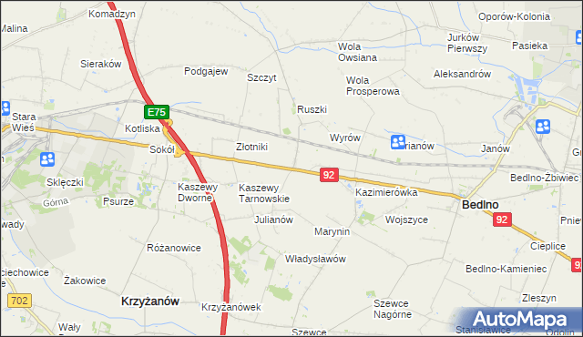 mapa Groszki gmina Bedlno, Groszki gmina Bedlno na mapie Targeo