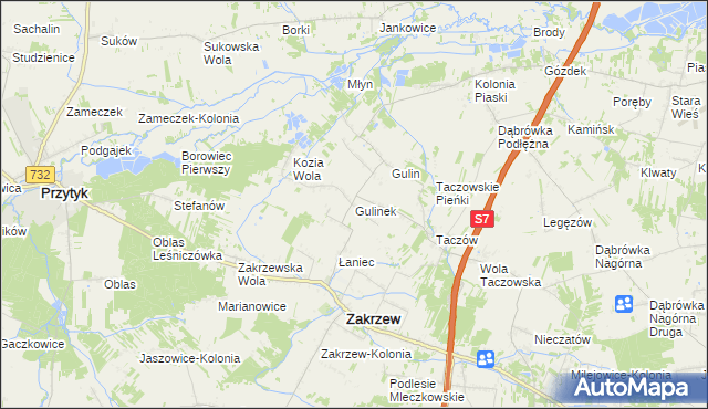 mapa Gulinek, Gulinek na mapie Targeo