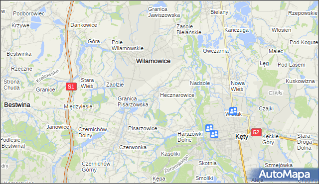 mapa Hecznarowice, Hecznarowice na mapie Targeo