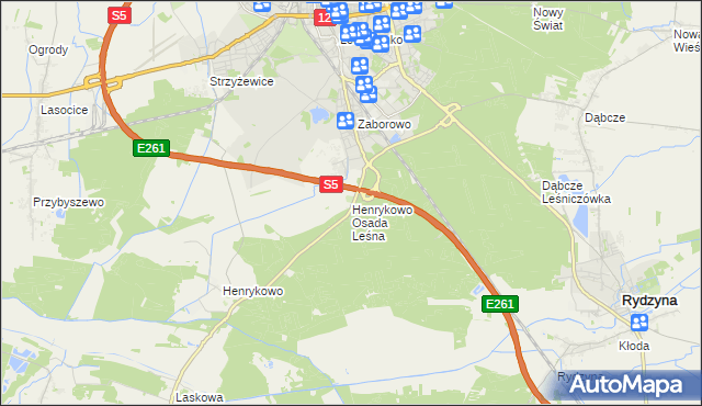mapa Henrykowo Osada Leśna, Henrykowo Osada Leśna na mapie Targeo