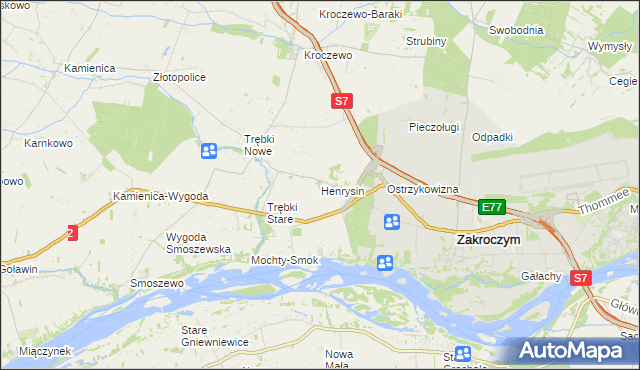 mapa Henrysin gmina Zakroczym, Henrysin gmina Zakroczym na mapie Targeo