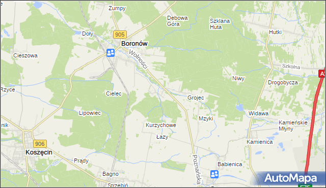 mapa Hucisko gmina Boronów, Hucisko gmina Boronów na mapie Targeo