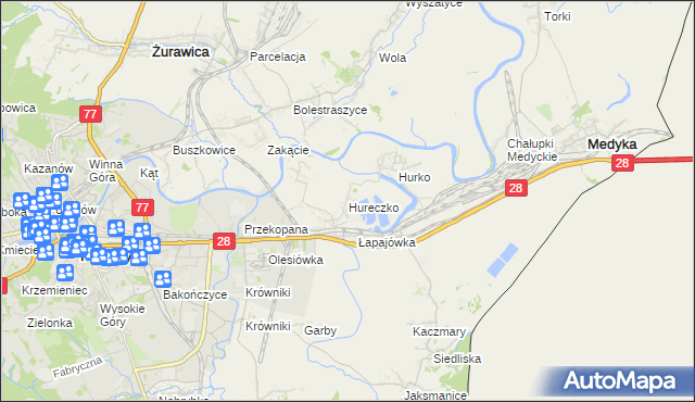 mapa Hureczko, Hureczko na mapie Targeo
