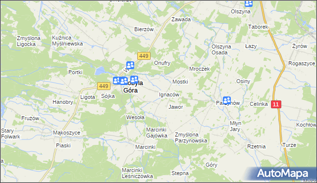 mapa Ignaców gmina Kobyla Góra, Ignaców gmina Kobyla Góra na mapie Targeo