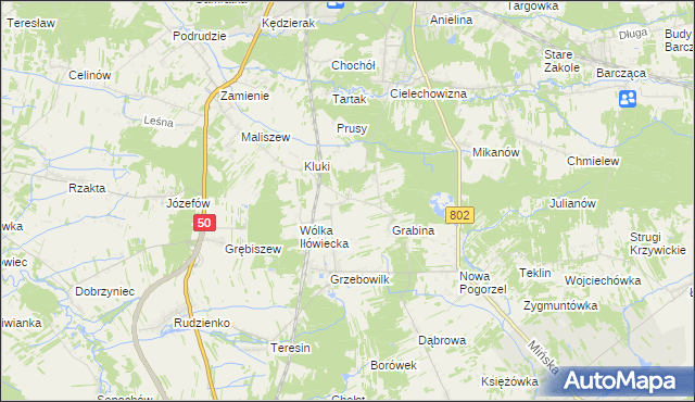 mapa Iłówiec gmina Mińsk Mazowiecki, Iłówiec gmina Mińsk Mazowiecki na mapie Targeo