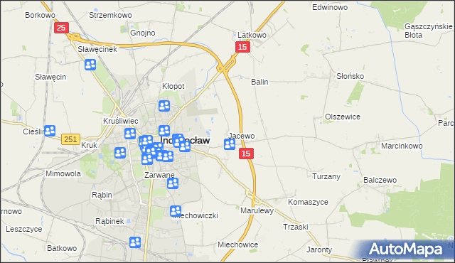 mapa Jacewo, Jacewo na mapie Targeo