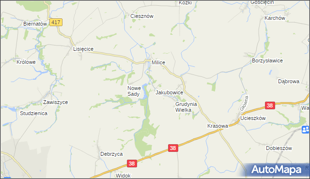 mapa Jakubowice gmina Pawłowiczki, Jakubowice gmina Pawłowiczki na mapie Targeo