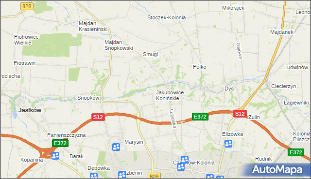 mapa Jakubowice Konińskie, Jakubowice Konińskie na mapie Targeo