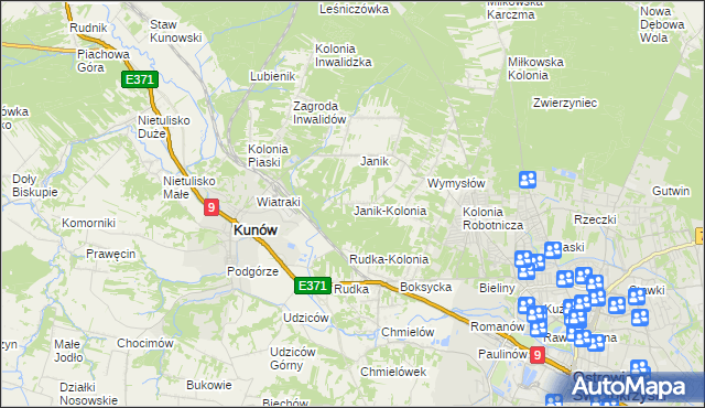 mapa Janik-Kolonia, Janik-Kolonia na mapie Targeo