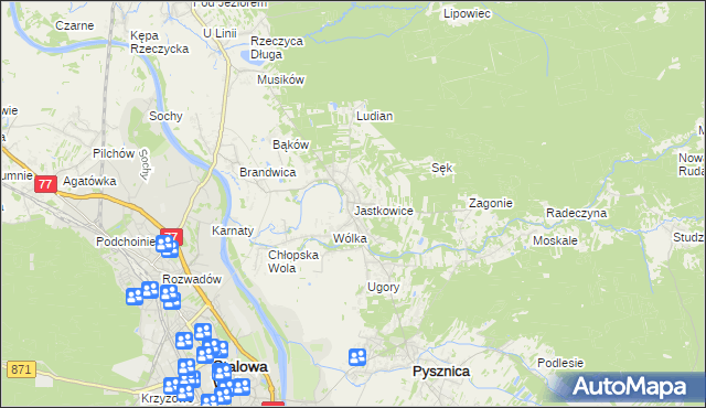 mapa Jastkowice, Jastkowice na mapie Targeo