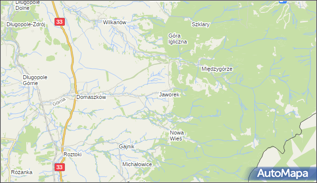 mapa Jaworek gmina Międzylesie, Jaworek gmina Międzylesie na mapie Targeo