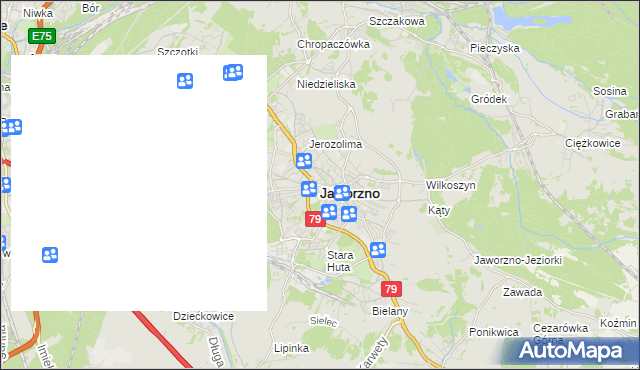 mapa Jaworzno, Jaworzno na mapie Targeo
