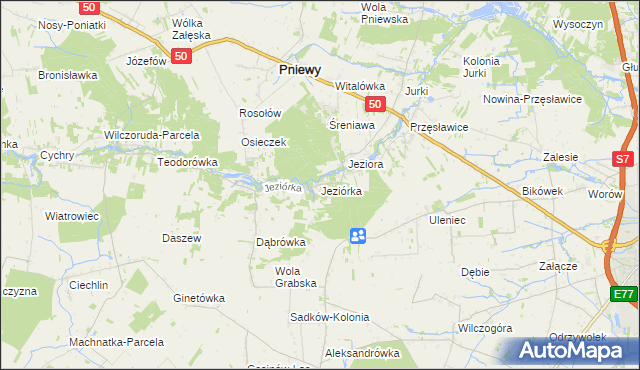 mapa Jeziórka gmina Pniewy, Jeziórka gmina Pniewy na mapie Targeo