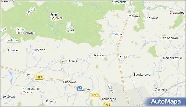 mapa Jeziorki gmina Gołańcz, Jeziorki gmina Gołańcz na mapie Targeo