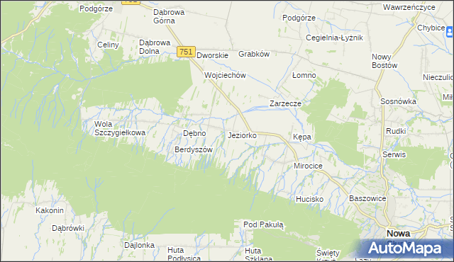 mapa Jeziorko gmina Nowa Słupia, Jeziorko gmina Nowa Słupia na mapie Targeo