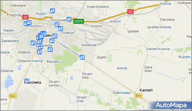 mapa Józefin gmina Kamień, Józefin gmina Kamień na mapie Targeo