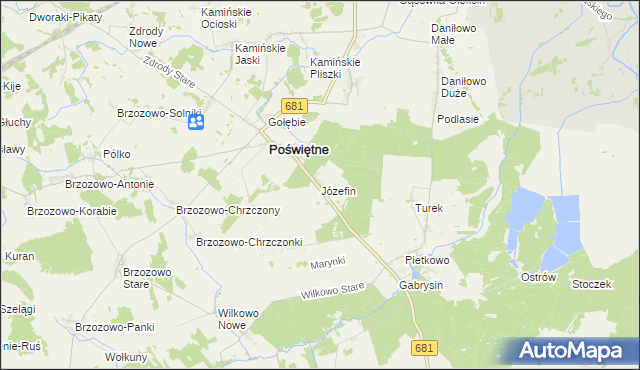 mapa Józefin gmina Poświętne, Józefin gmina Poświętne na mapie Targeo