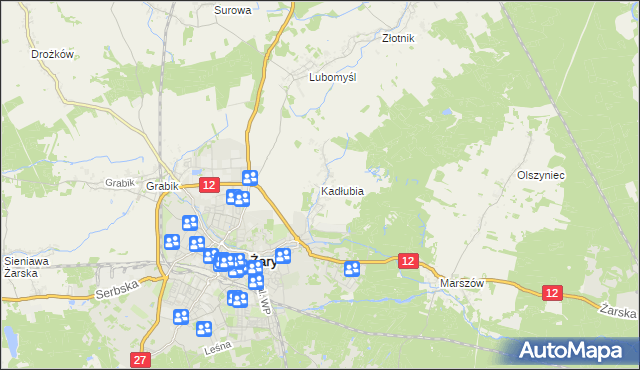 mapa Kadłubia, Kadłubia na mapie Targeo