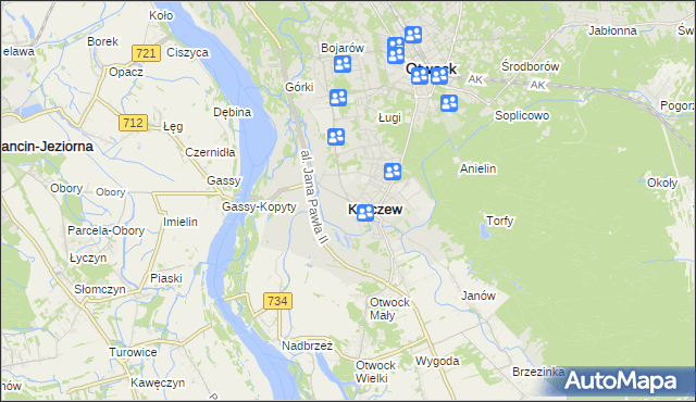 mapa Karczew powiat otwocki, Karczew powiat otwocki na mapie Targeo