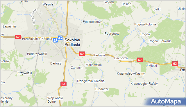 mapa Karlusin, Karlusin na mapie Targeo