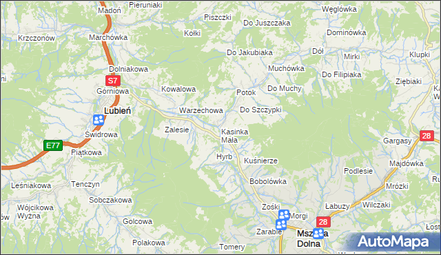 mapa Kasinka Mała, Kasinka Mała na mapie Targeo