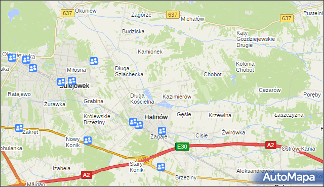 mapa Kazimierów gmina Halinów, Kazimierów gmina Halinów na mapie Targeo