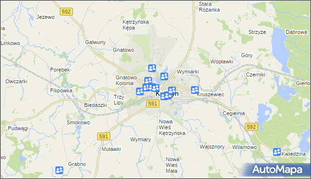 mapa Kętrzyn, Kętrzyn na mapie Targeo