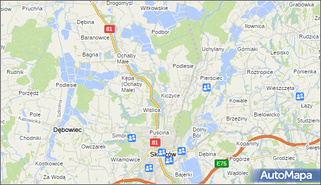 mapa Kiczyce, Kiczyce na mapie Targeo